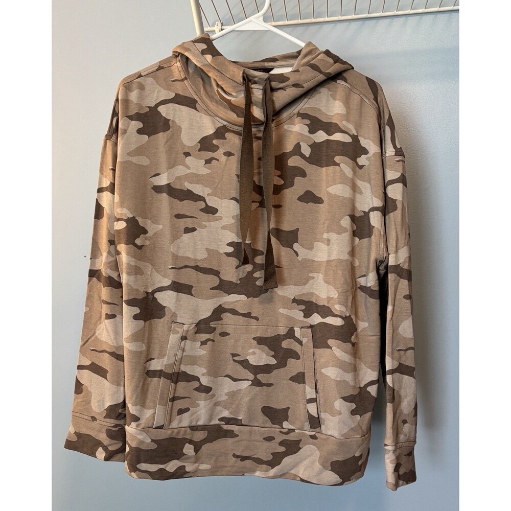 Banana Republic Women Baby Terry Hoodie Vintage Camo Green Medium Soft Cozy Fall